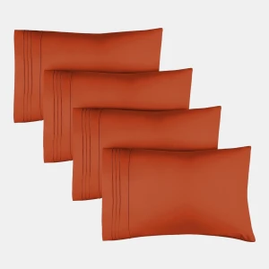 Pillowcase Set of 4 Soft Double Brushed Microfiber - Queen - Terracotta