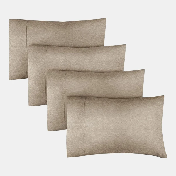Pillowcase Set of 4 Soft Double Brushed Microfiber - Queen - Heathered beige