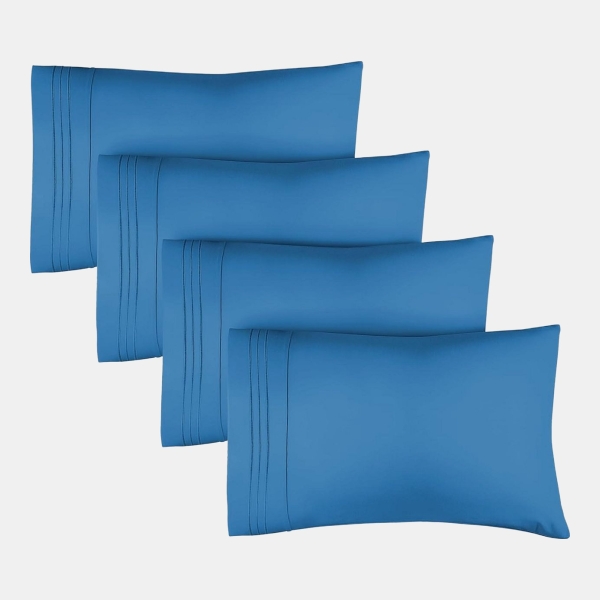 Pillowcase Set of 4 Soft Double Brushed Microfiber - Queen - Royal blue