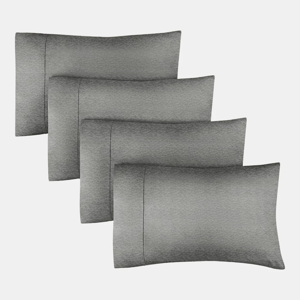Pillowcase Set of 4 Soft Double Brushed Microfiber - Queen - Heathered grey