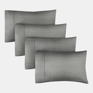 Pillowcase Set of 4 Soft Double Brushed Microfiber - Queen - Heathered grey