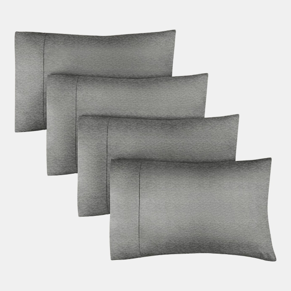 Pillowcase Set of 4 Soft Double Brushed Microfiber - Queen - Heathered grey
