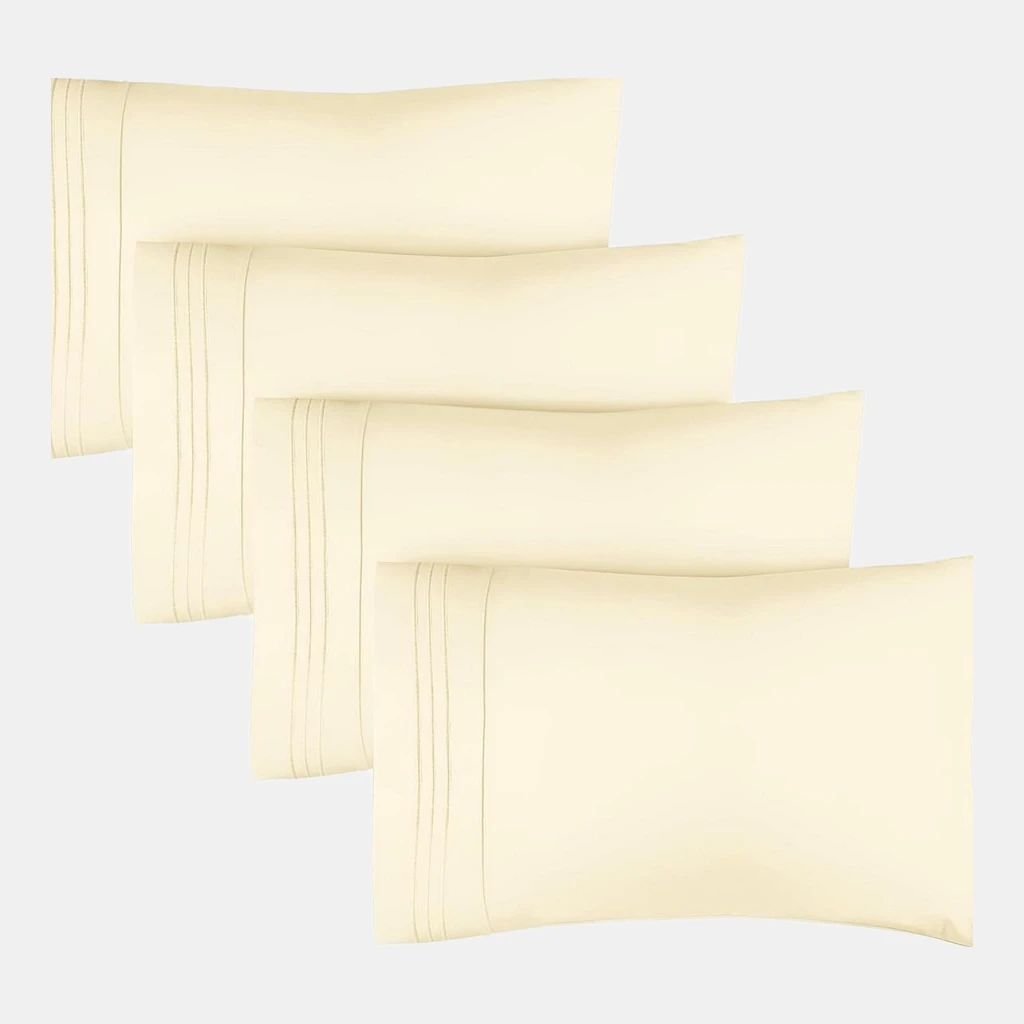 Pillowcase Set of 4 Soft Double Brushed Microfiber - Queen - Off white