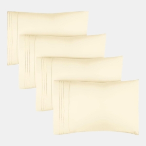 Pillowcase Set of 4 Soft Double Brushed Microfiber - Queen - Off white