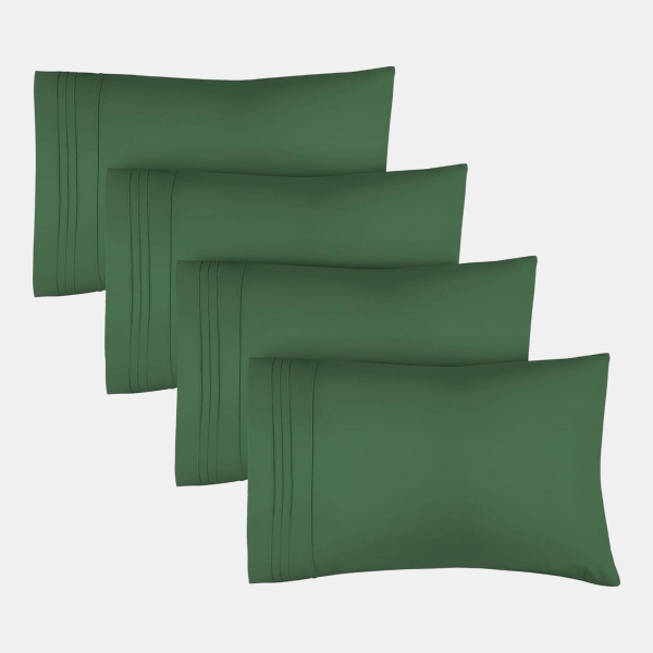 Pillowcase Set of 4 Soft Double Brushed Microfiber - Queen - Emerald green