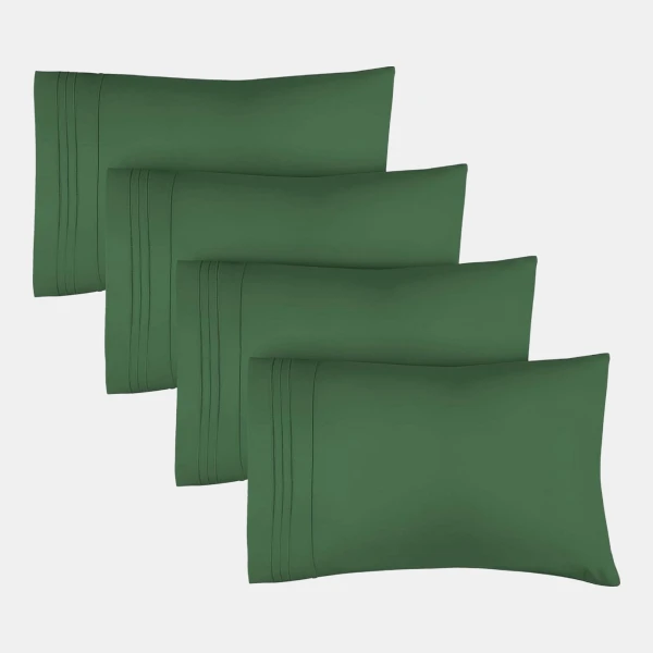 Pillowcase Set of 4 Soft Double Brushed Microfiber - Queen - Emerald green