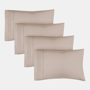 Pillowcase Set of 4 Soft Double Brushed Microfiber - Queen - Wheat
