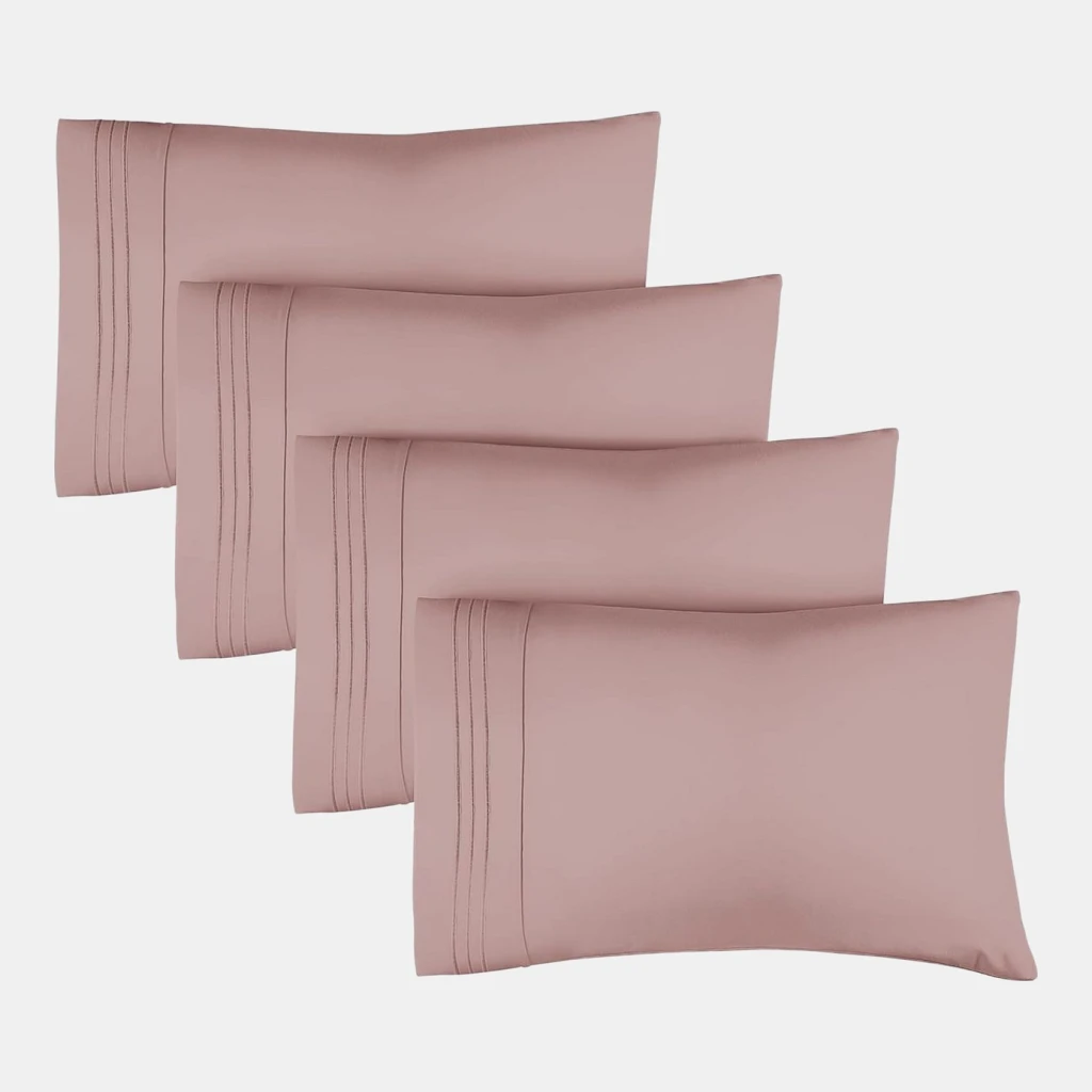 Pillowcase Set of 4 Soft Double Brushed Microfiber - Queen - Mauve