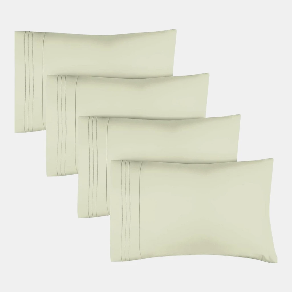 Pillowcase Set of 4 Soft Double Brushed Microfiber - Queen - Light sage green