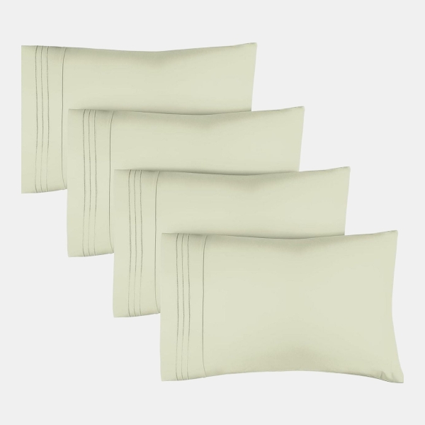 Pillowcase Set of 4 Soft Double Brushed Microfiber - Queen - Light sage green