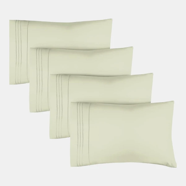 Pillowcase Set of 4 Soft Double Brushed Microfiber - Queen - Light sage green