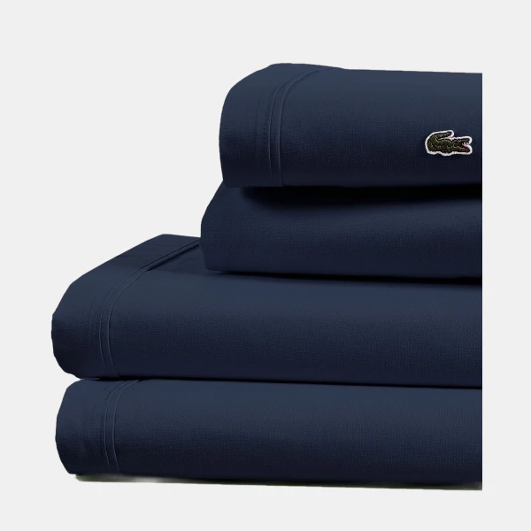 Lacoste Solid Cotton Percale 4-Pc. Sheet Sets - Navy