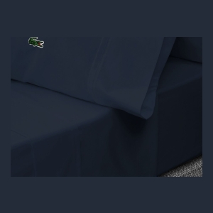 Lacoste Solid Cotton Percale 4-Pc. Sheet Sets - Navy - Image 4