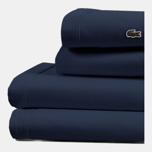 Lacoste Solid Cotton Percale 4-Pc. Sheet Sets - Navy