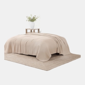 Tommy Hilfiger Solid Cotton Pique Blanket, Twin - Khaki