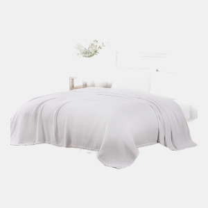 Tommy Hilfiger Solid Cotton Pique Blanket, Twin - White