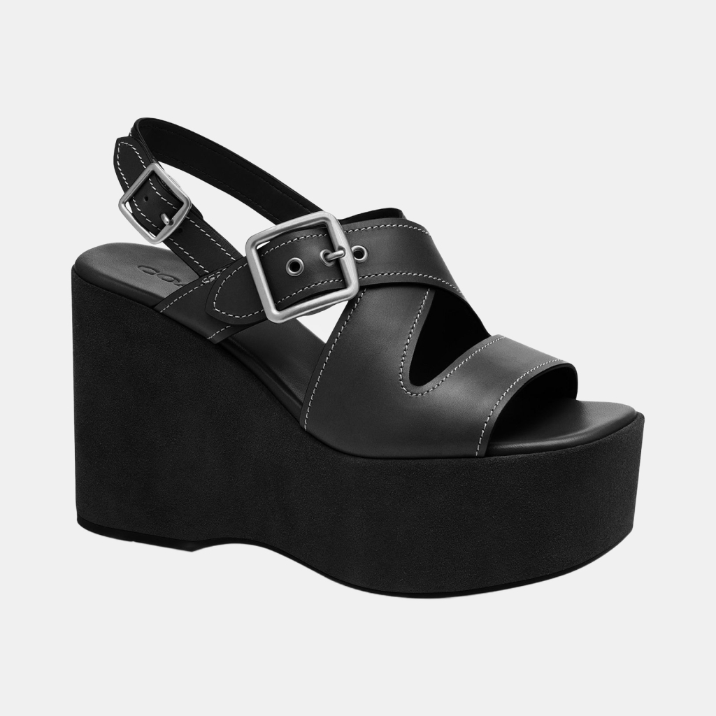 Women's Archival Buckle Platform Sandals - Black
