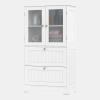 Bathroom Floor Storage Cabinet Freestanding Cupboard Pantry w/ 2 Drawers