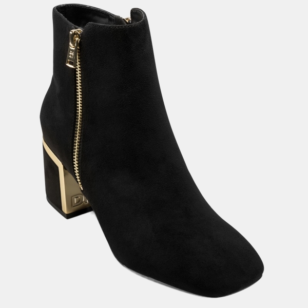 DKNY Women's Kylah Block Heel Booties - Black Suede