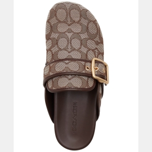 Coach Women's Archival Slip-On Buckle Clogs - Oak/Maple Signature Jacquard - Image 5