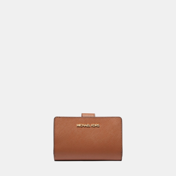 Michael Kors Outlet Medium Crossgrain Leather Wallet - LUGGAGE