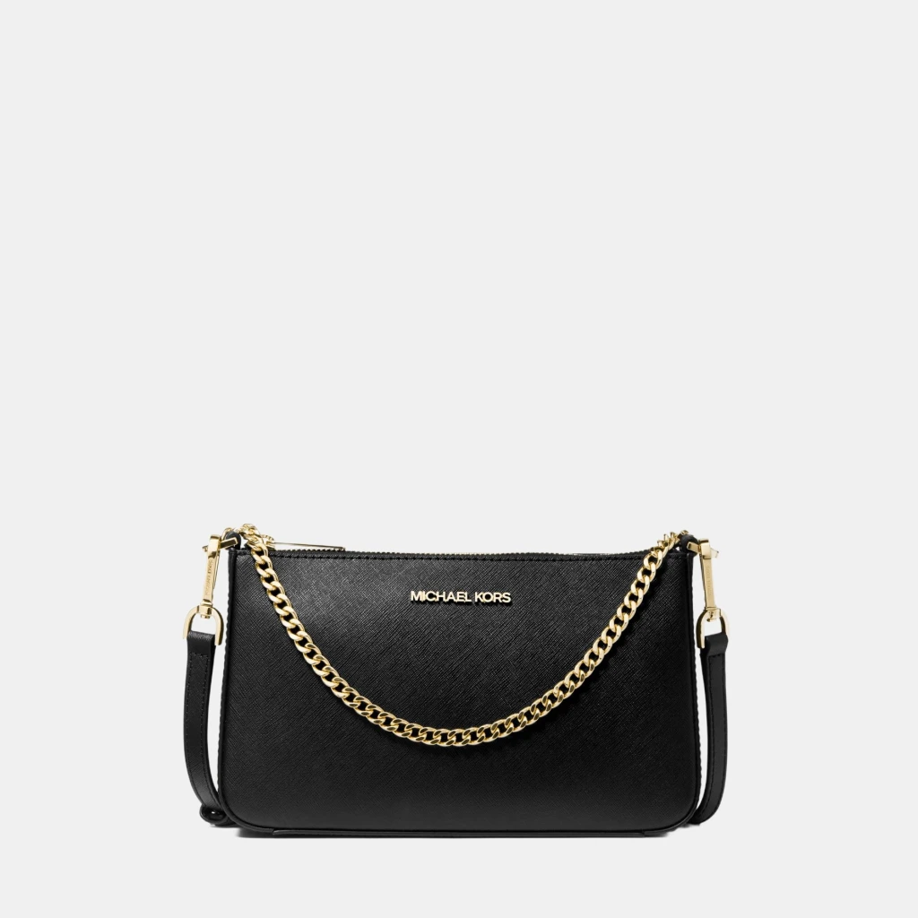 Michael Kors Outlet Jet Set Medium Saffiano Leather Crossbody Bag - BLACK