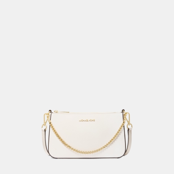 Michael Kors Outlet Jet Set Medium Saffiano Leather Crossbody Bag - LT CREAM