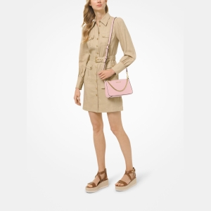 Michael Kors Outlet Jet Set Medium Saffiano Leather Crossbody Bag - POWDER BLUSH - Image 4
