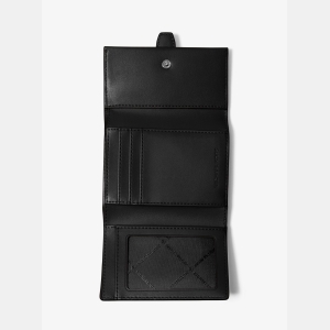 Michael Kors Outlet Greenwich Medium Leather Trifold Wallet - BLACK - Image 3