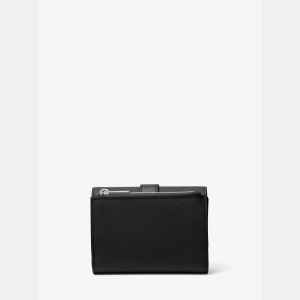 Michael Kors Outlet Greenwich Medium Leather Trifold Wallet - BLACK - Image 4