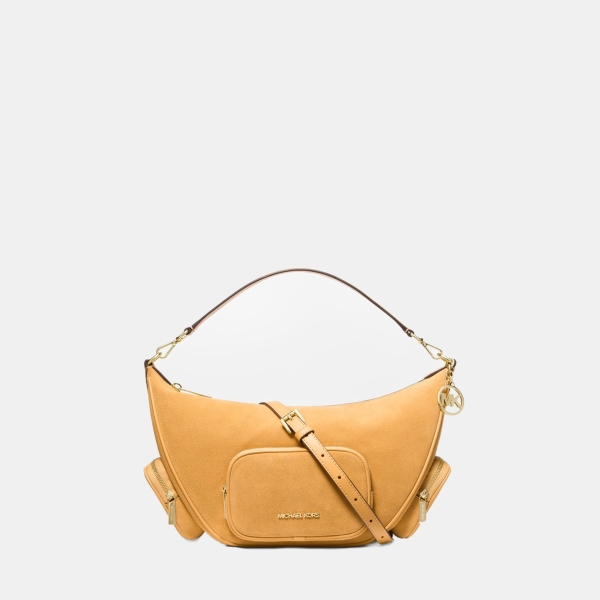 Michael Kors Outlet Merritt Medium Suede Convertible Shoulder Bag - HONEYWHEAT