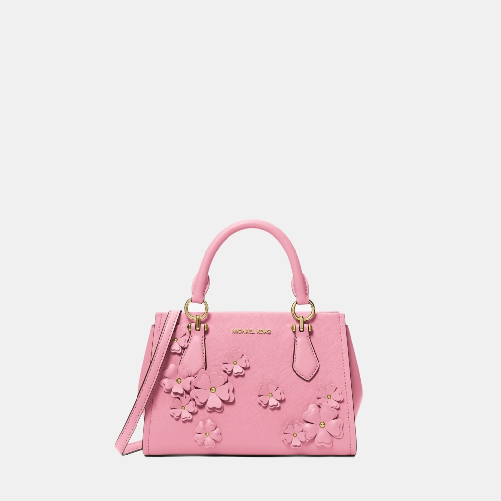 Michael Kors Outlet Marilyn Small Floral Embellished Satchel - CARNATION