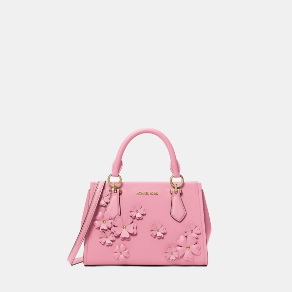 Michael Kors Outlet Marilyn Small Floral Embellished Satchel - CARNATION
