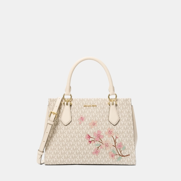 Michael Kors Outlet Marilyn Medium Embellished Signature Logo Satchel