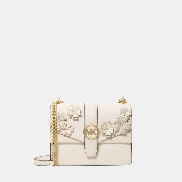 Michael Kors Outlet Greenwich Small Embellished Signature Logo Trim Crossbody Bag