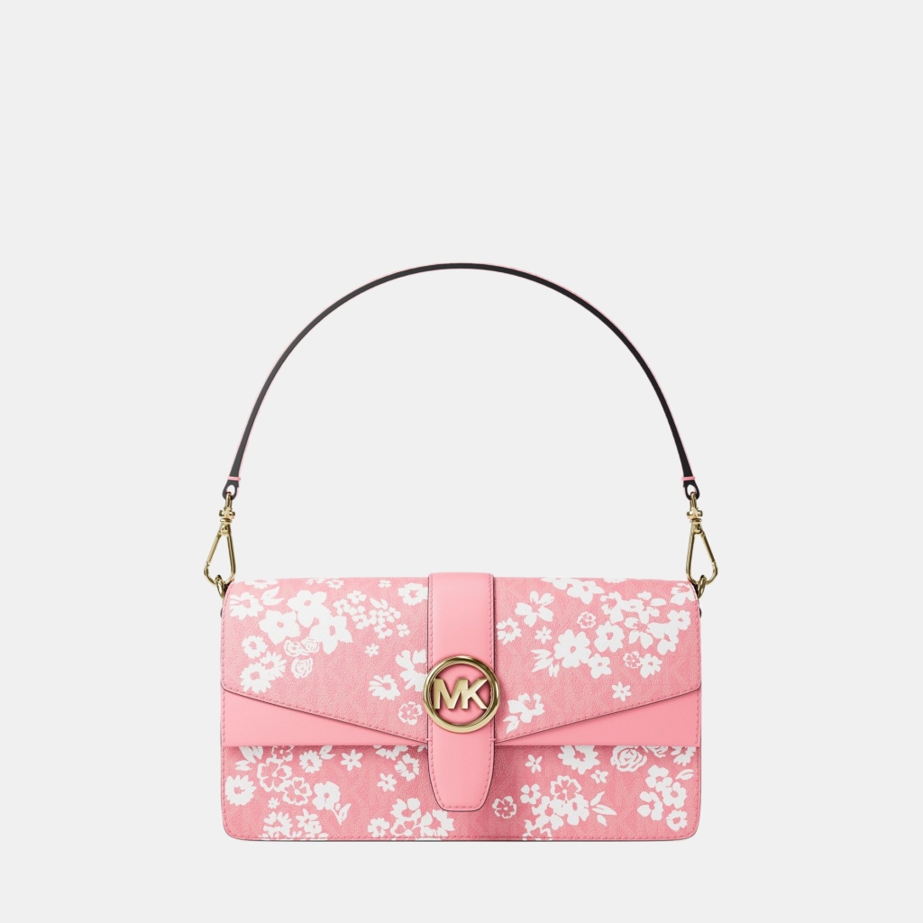Michael Kors Outlet Greenwich Medium Printed Signature Logo Convertible Shoulder Bag - CARNATION