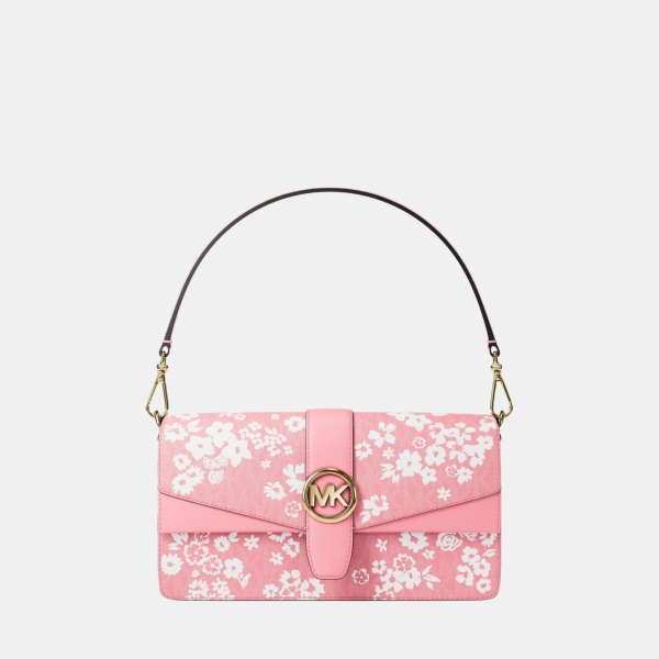 Michael Kors Outlet Greenwich Medium Printed Signature Logo Convertible Shoulder Bag - CARNATION