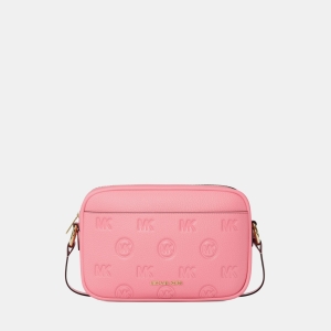 Michael Kors Outlet Jet Set Travel Large Logo Debossed Camera Crossbody Bag - CARNATION
