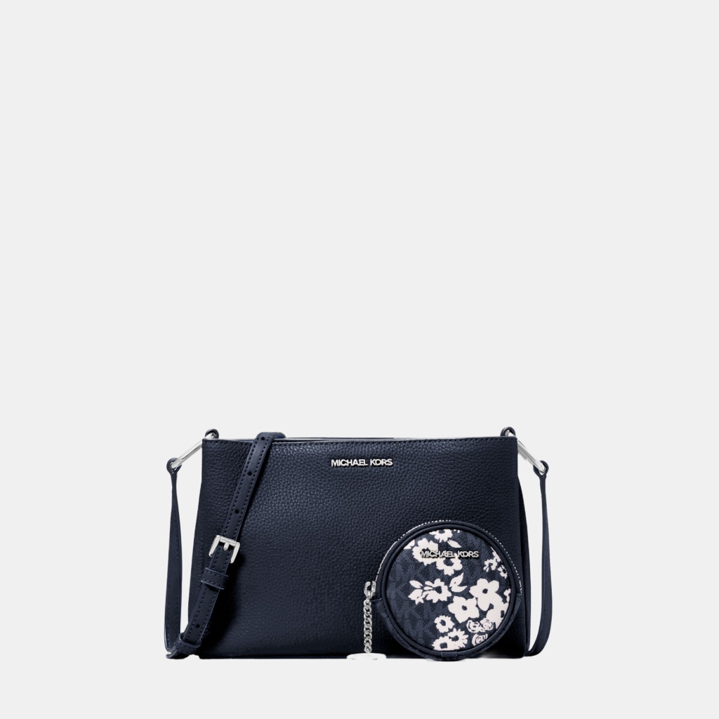 Michael Kors Outlet Trisha Pebbled Leather Crossbody Bag With Printed Signature Logo Pouch