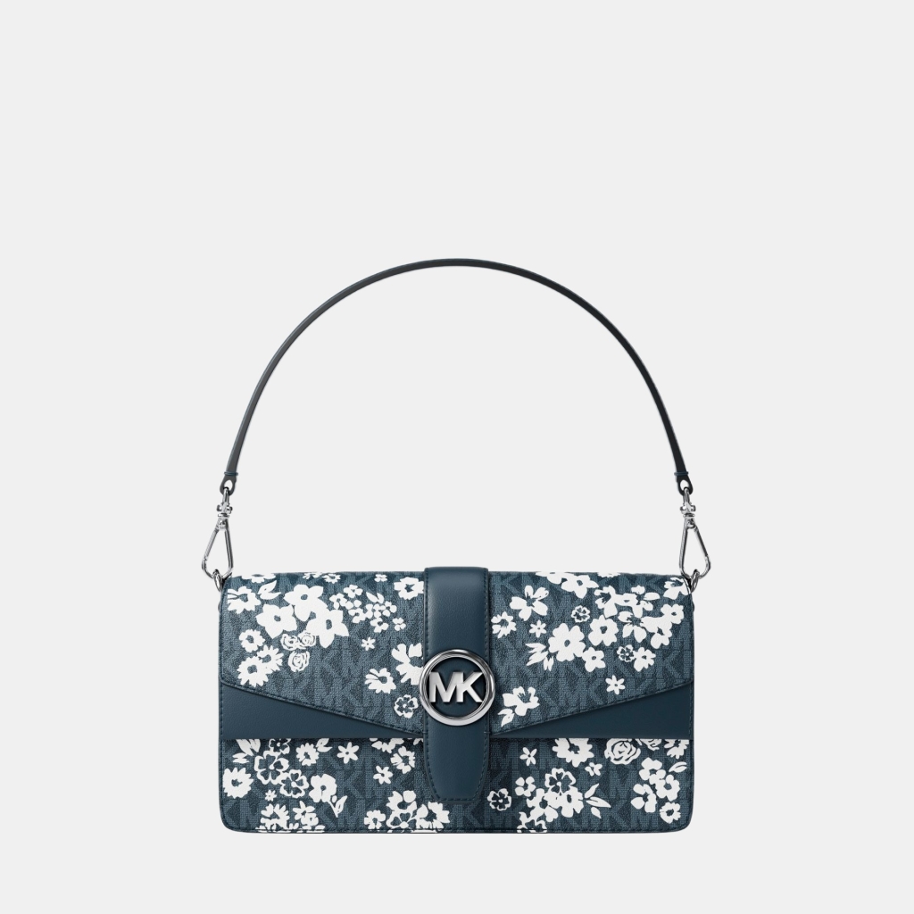 Michael Kors Outlet Greenwich Medium Printed Signature Logo Convertible Shoulder Bag - ADMIRAL