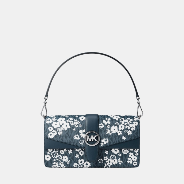 Michael Kors Outlet Greenwich Medium Printed Signature Logo Convertible Shoulder Bag - ADMIRAL