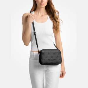 Michael Kors Outlet Jet Set Travel Large Logo Debossed Camera Crossbody Bag - BLACK - Image 5