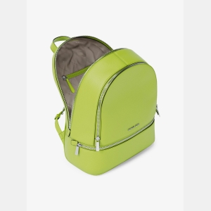 Michael Kors Outlet Rhea Medium Pebbled Leather Backpack - LIME - Image 3