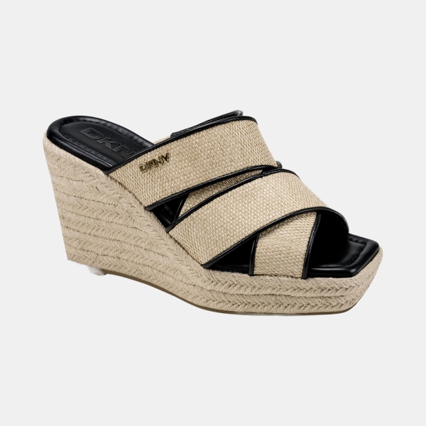 DKNY Women's Cresson Slip-On Wedge Sandals - Natural/Black
