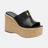 Women's Platform Wedge Espadrille - Black Leather