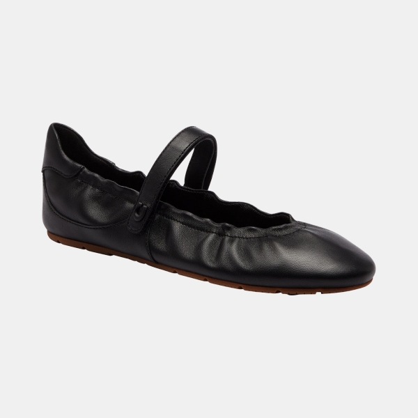 Women's Mary Jane Round Toe Flats - Black