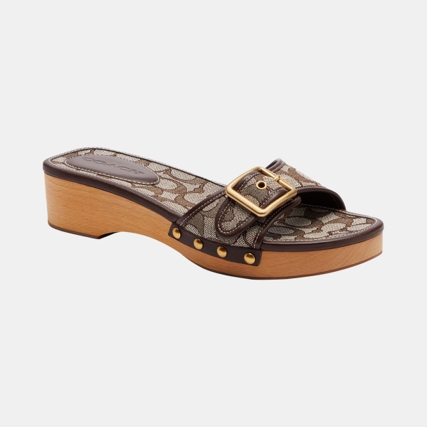 Women's Margot Signature Jacquard Wooden Wedge Sandals