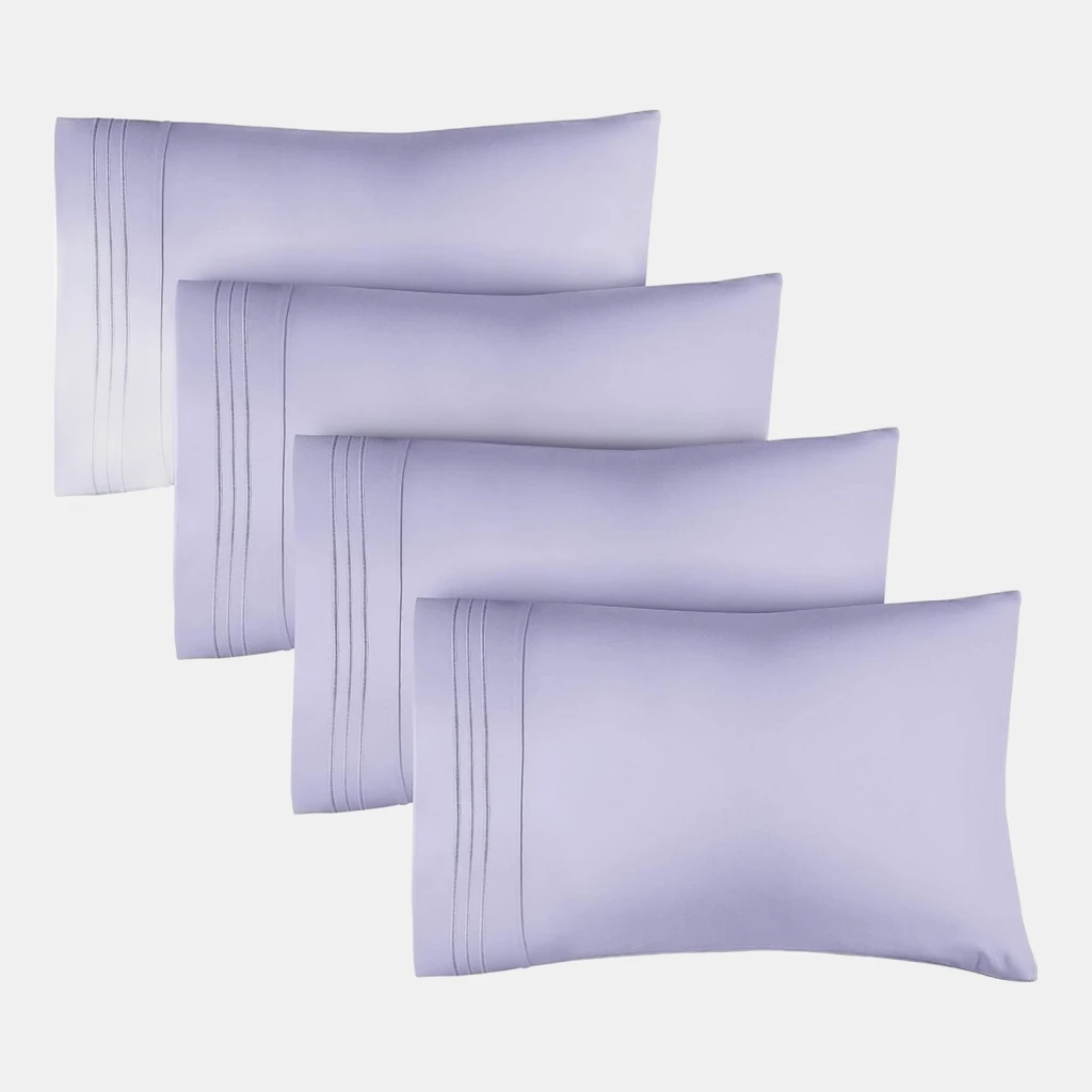 Pillowcase Set of 4 Soft Double Brushed Microfiber - Queen - Lavender