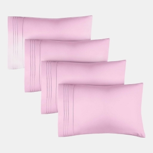 Pillowcase Set of 4 Soft Double Brushed Microfiber - Queen - Light pink