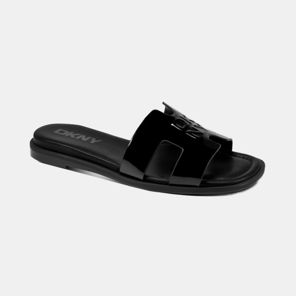 DKNY Women's Columba Slide Flat Sandals - Patent Black